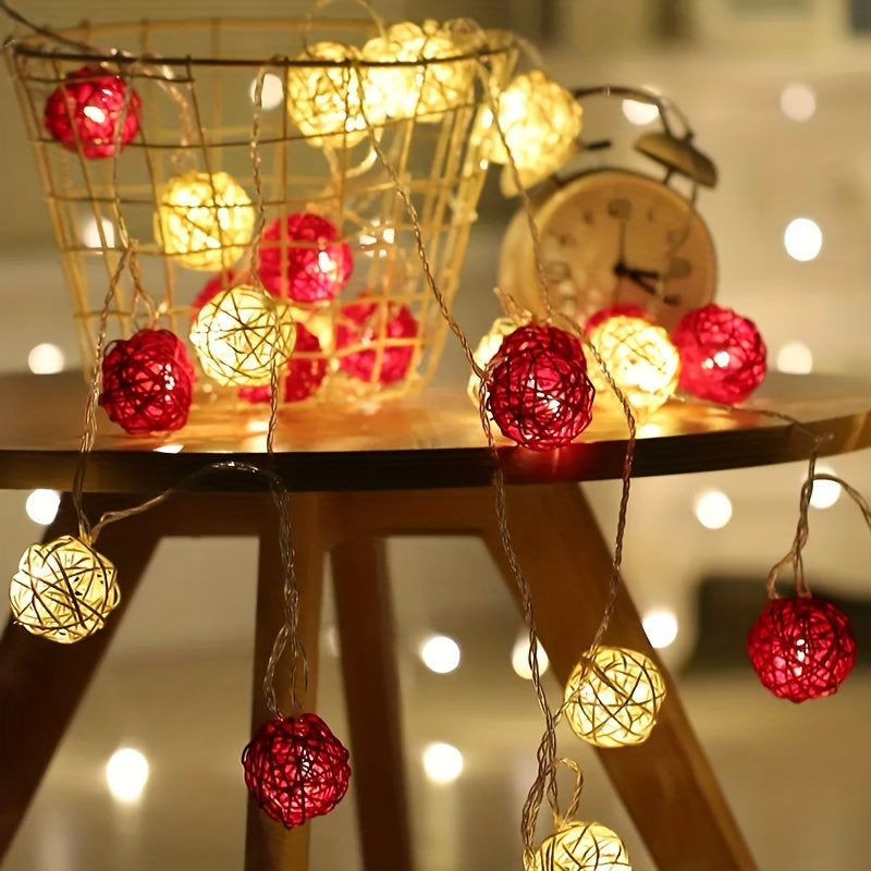 Bolas de Natal de Rattan com Iluminação