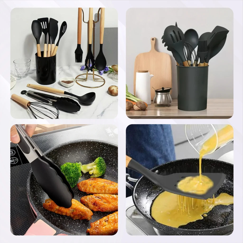 Kit de Utensílios de Cozinha em Silicone (12 peças)