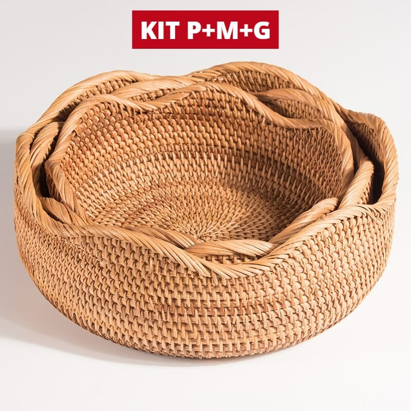 Kit de Cestas de Vime em Rattan