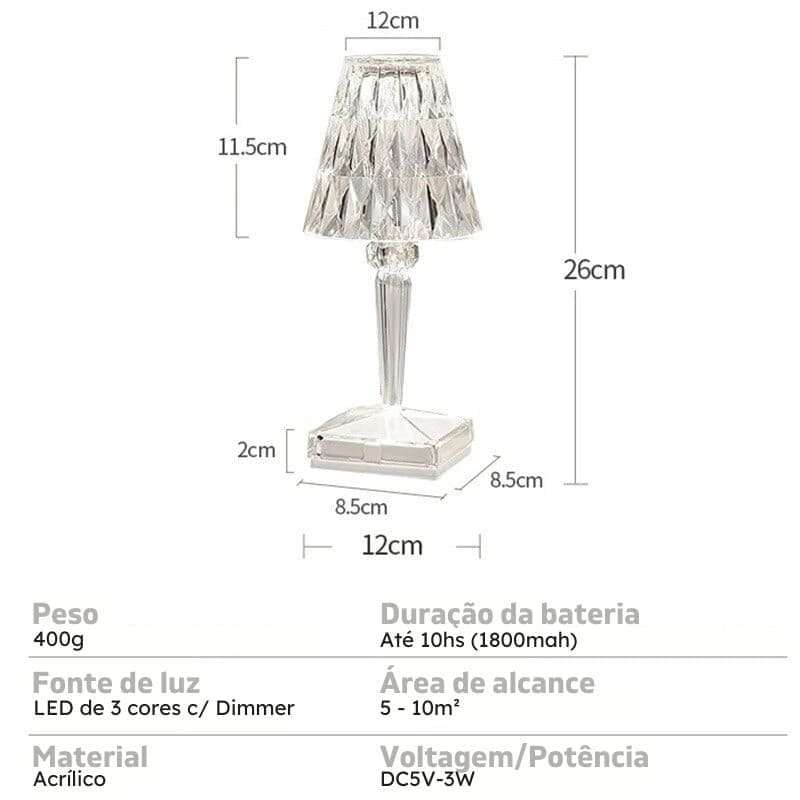 Luminária de Mesa LED Diamante USB 3 em 1