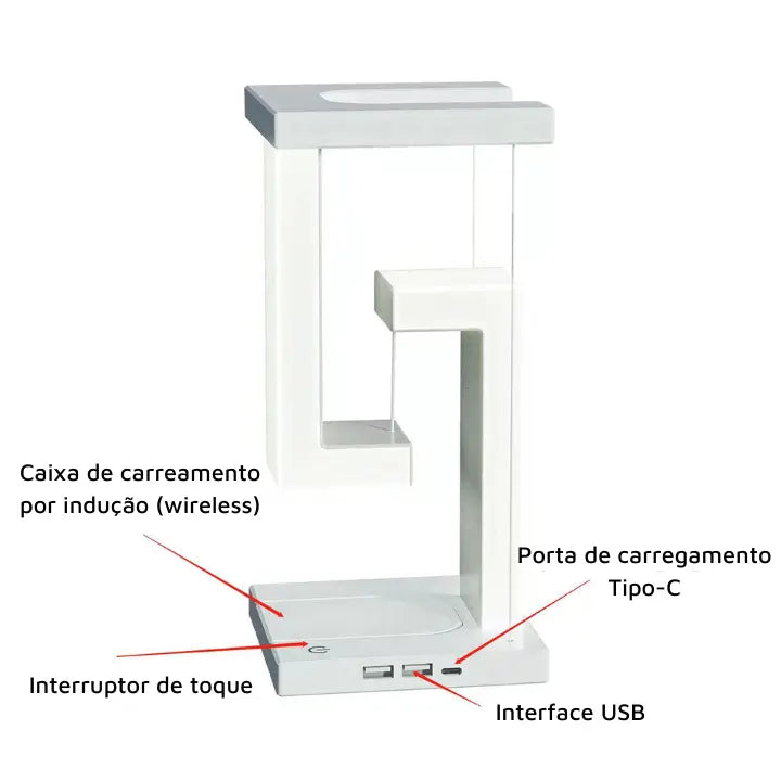 Luminária de Mesa com Carregador por Indução